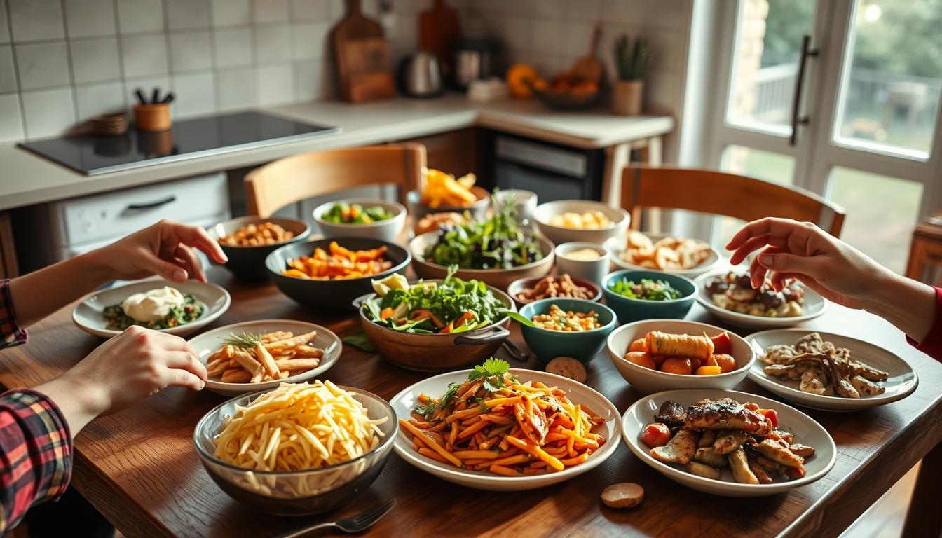 Comforting family dinner served at home